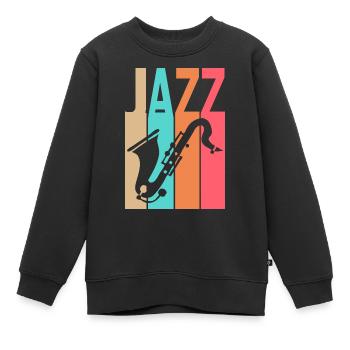 Jazzmusik - Saxophonist - Kinder Premium Organic Sweatshirt - Schwarz - Vorne - AI Model Kid Female (0cm)