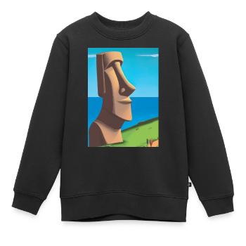 Monumentale Moai-Statuen - Kinder Premium Organic Sweatshirt - Schwarz - Vorne - AI Model Kid Female (0cm)