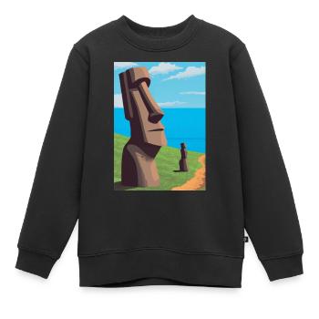 Monumentale Moai-Statuen - Kinder Premium Organic Sweatshirt - Schwarz - Vorne - AI Model Kid Female (0cm)