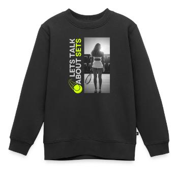 Tennisspieler Tennisschläger Tennisplatz Outfit - Kinder Premium Organic Sweatshirt - Schwarz - Vorne - AI Model Kid Female (0cm)