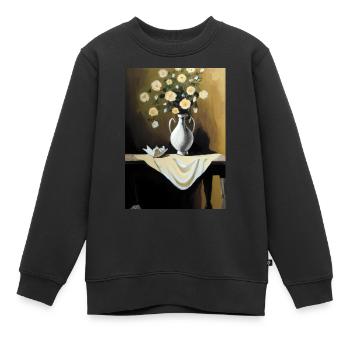 Fancy Blumen Vase - Kinder Premium Organic Sweatshirt - Schwarz - Vorne - AI Model Kid Female (0cm)