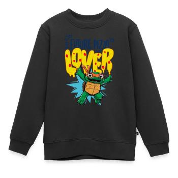 TMNT Mutant Mayhem Future Pizza Lover Mit Mikey - Kinder Premium Organic Sweatshirt - Schwarz - Vorne - AI Model Kid Female (0cm)