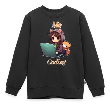 « Code Cutie: Codage de fille inspiré de l’anime » - Sweat Premium enfant bio - noir - Devant - AI Model Kid Female (0cm)