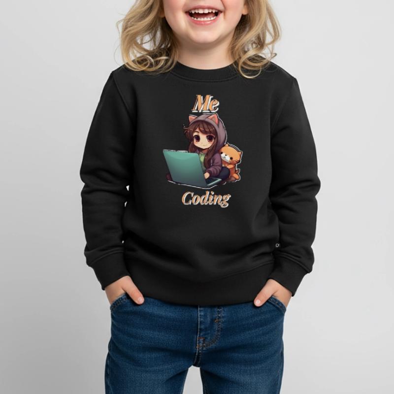 "Code Cutie: Anime-inspired Girl Coding" Kinder Premium Organic Sweatshirt