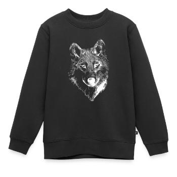Zeichnung des Weißen Wolfs - Kinder Premium Organic Sweatshirt - Schwarz - Vorne - AI Model Kid Female (0cm)
