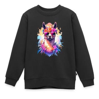 Lama - Kinder Premium Organic Sweatshirt - Schwarz - Vorne - AI Model Kid Female (0cm)