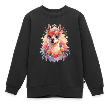 Lama - Kinder Premium Organic Sweatshirt - Schwarz - Vorne - AI Model Kid Female (0cm)