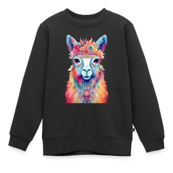 Lama - Kinder Premium Organic Sweatshirt - Schwarz - Vorne - AI Model Kid Female (0cm)
