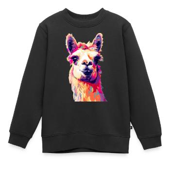 Lama - Kinder Premium Organic Sweatshirt - Schwarz - Vorne - AI Model Kid Female (0cm)