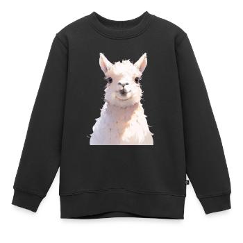 Lama - Kinder Premium Organic Sweatshirt - Schwarz - Vorne - AI Model Kid Female (0cm)