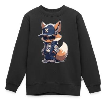 Fuchs cool & sportlich mit Sonnenbrille & Cap Tier - Kinder Premium Organic Sweatshirt - Schwarz - Vorne - AI Model Kid Female (0cm)