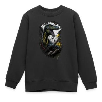 Vélociraptor - Sweat Premium enfant bio - noir - Devant - AI Model Kid Female (0cm)
