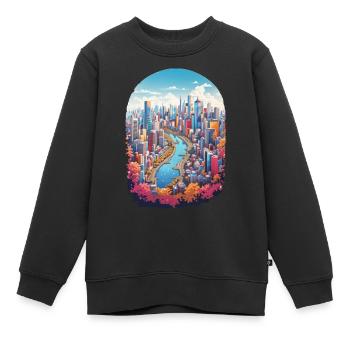 Paysage urbain - Sweat Premium enfant bio - noir - Devant - AI Model Kid Female (0cm)