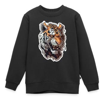 Tiger Manga im japanischen Stil - Kinder Premium Organic Sweatshirt - Schwarz - Vorne - AI Model Kid Female (0cm)