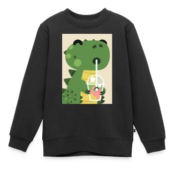 Niedliches Baby-Dinosaurier-Getränk Shake - Kinder Premium Organic Sweatshirt - Schwarz - Vorne - AI Model Kid Female (0cm)