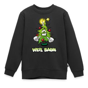 Warum? Weil Baum ! - Weihnachtsbaum! - Kinder Premium Organic Sweatshirt - Schwarz - Vorne - AI Model Kid Female (0cm)