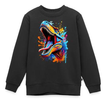 T-Rex Farbenfroh - Tyrannosaurus Rex Dinosaurier - Kinder Premium Organic Sweatshirt - Schwarz - Vorne - AI Model Kid Female (0cm)