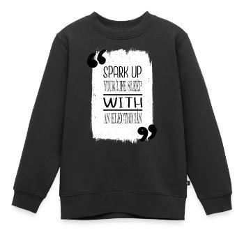 fil électrique électricien dictons drôles caméraman - Sweat Premium enfant bio - noir - Devant - AI Model Kid Female (0cm)