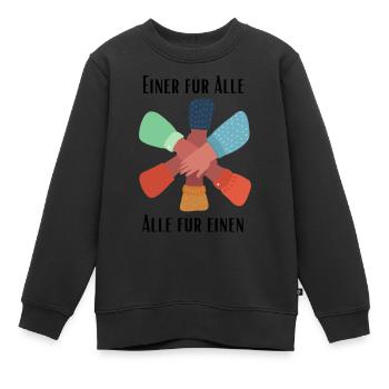 Einer für Alle, Alle für Einen - Kinder Premium Organic Sweatshirt - Schwarz - Vorne - AI Model Kid Female (0cm)
