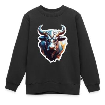 Stier / Bulle / Tier / Hörner / Stierkampf - Kinder Premium Organic Sweatshirt - Schwarz - Vorne - AI Model Kid Female (0cm)