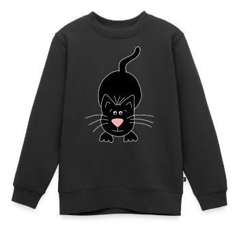 schwarze Katze - Kinder Premium Organic Sweatshirt - Schwarz - Vorne - AI Model Kid Female (0cm)