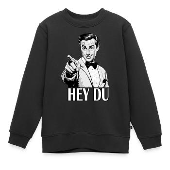 Hey du Retro Mann - Kinder Premium Organic Sweatshirt - Schwarz - Vorne - AI Model Kid Female (0cm)