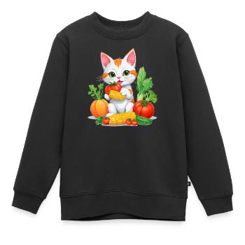 Chat Bio - Sweat Premium enfant bio - noir - Devant - AI Model Kid Female (0cm)