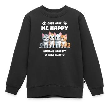Katzen machen mich Glücklich... - Kinder Premium Organic Sweatshirt - Schwarz - Vorne - AI Model Kid Female (0cm)