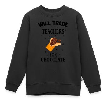 Will Trade Teachers For Chocolate Teachers Choco - Sweat Premium enfant bio - noir - Devant - AI Model Kid Female (0cm)