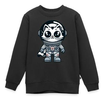 Cute Cat Astronaut - Kinder Premium Organic Sweatshirt - Schwarz - Vorne - AI Model Kid Female (0cm)