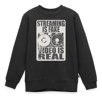 Video is real - Kinder Premium Organic Sweatshirt - Schwarz - Vorne - AI Model Kid Female (0cm)
