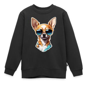 Chihuahua / petit chien / animal / minuscule / race - Sweat Premium enfant bio - noir - Devant - AI Model Kid Female (0cm)