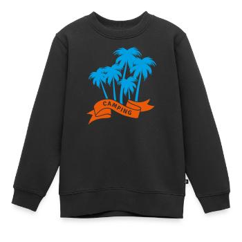 Camping Palmiers Banderole Camping Vacances Fan Camper - Sweat Premium enfant bio - noir - Devant - AI Model Kid Female (0cm)
