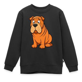 Inquiet Shar Pei ride sourcil oeuvre - Sweat Premium enfant bio - noir - Devant - AI Model Kid Female (0cm)