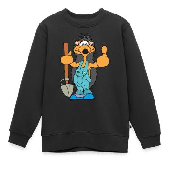 Le hérisson jardinier travaille dans le jardin - Sweat Premium enfant bio - noir - Devant - AI Model Kid Female (0cm)