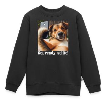 Mach dich bereit, Selfie-1 - Kinder Premium Organic Sweatshirt - Schwarz - Vorne - AI Model Kid Female (0cm)