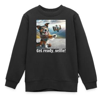 Mach dich bereit, Selfie-3 - Kinder Premium Organic Sweatshirt - Schwarz - Vorne - AI Model Kid Female (0cm)