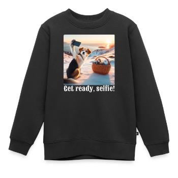 Mach dich bereit, Selfie-4 - Kinder Premium Organic Sweatshirt - Schwarz - Vorne - AI Model Kid Female (0cm)