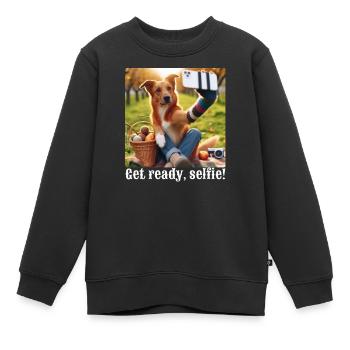 Mach dich bereit, Selfie-5 - Kinder Premium Organic Sweatshirt - Schwarz - Vorne - AI Model Kid Female (0cm)