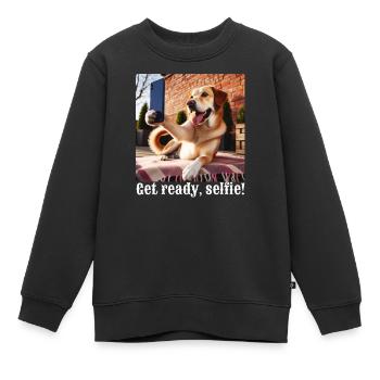 Auf die Plätze, Selfie-6 - Kinder Premium Organic Sweatshirt - Schwarz - Vorne - AI Model Kid Female (0cm)