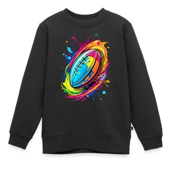 Neon Energy Rugby Splash - Kinder Premium Organic Sweatshirt - Schwarz - Vorne - AI Model Kid Female (0cm)