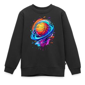 Basketballkörbe Vortex Neon Swirl - Kinder Premium Organic Sweatshirt - Schwarz - Vorne - AI Model Kid Female (0cm)