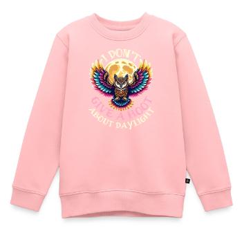 MAJESTIC OWL : JE M’EN FOUS DE LA LUMIÈRE DU JOUR - Sweat Premium enfant bio - rose - Devant - AI Model Kid Female (0cm)