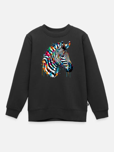 Zebra - Kinder Premium Organic Sweatshirt - Schwarz