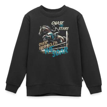 JAGEN SIE DIE STERNE ÜBER HINDERNISSE WIR SCHWEBEN, REITER - Kinder Premium Organic Sweatshirt - Schwarz - Vorne - AI Model Kid Female (0cm)