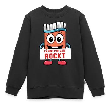 zahnbürste - Zähne putzen rockt - Kinder Premium Organic Sweatshirt - Schwarz - Vorne - AI Model Kid Female (0cm)