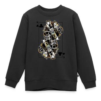 Panther Steampunk Jeu de Cartes Clubs Roi Poker - Sweat Premium enfant bio - noir - Devant - AI Model Kid Female (0cm)