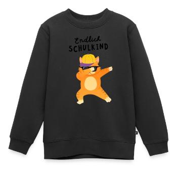 Endlich Schulkind Katze Dab Einschulung - Kinder Premium Organic Sweatshirt - Schwarz - Vorne - AI Model Kid Female (0cm)