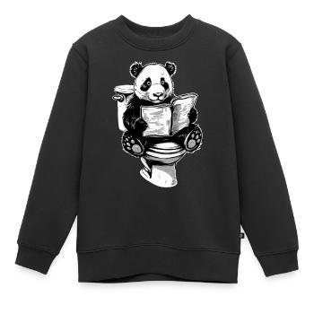 Panda on toilet II - Kids Premium Organic Sweatshirt - black - Front - AI Model Kid Female (0cm)