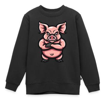 pig - Kinder Premium Organic Sweatshirt - Schwarz - Vorne - AI Model Kid Female (0cm)